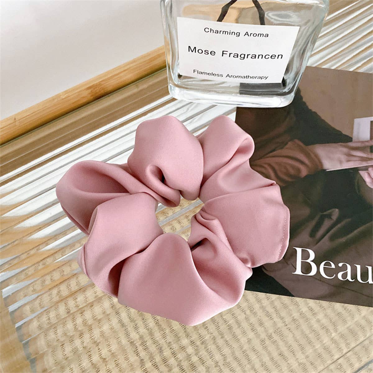 SIMPLE MONOCHROME SILK SCRUNCHIES_LARGE SIZE_CWAHA0349