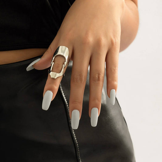 HOLLOW GEOMETRIC RETRO HIP-HOP RING