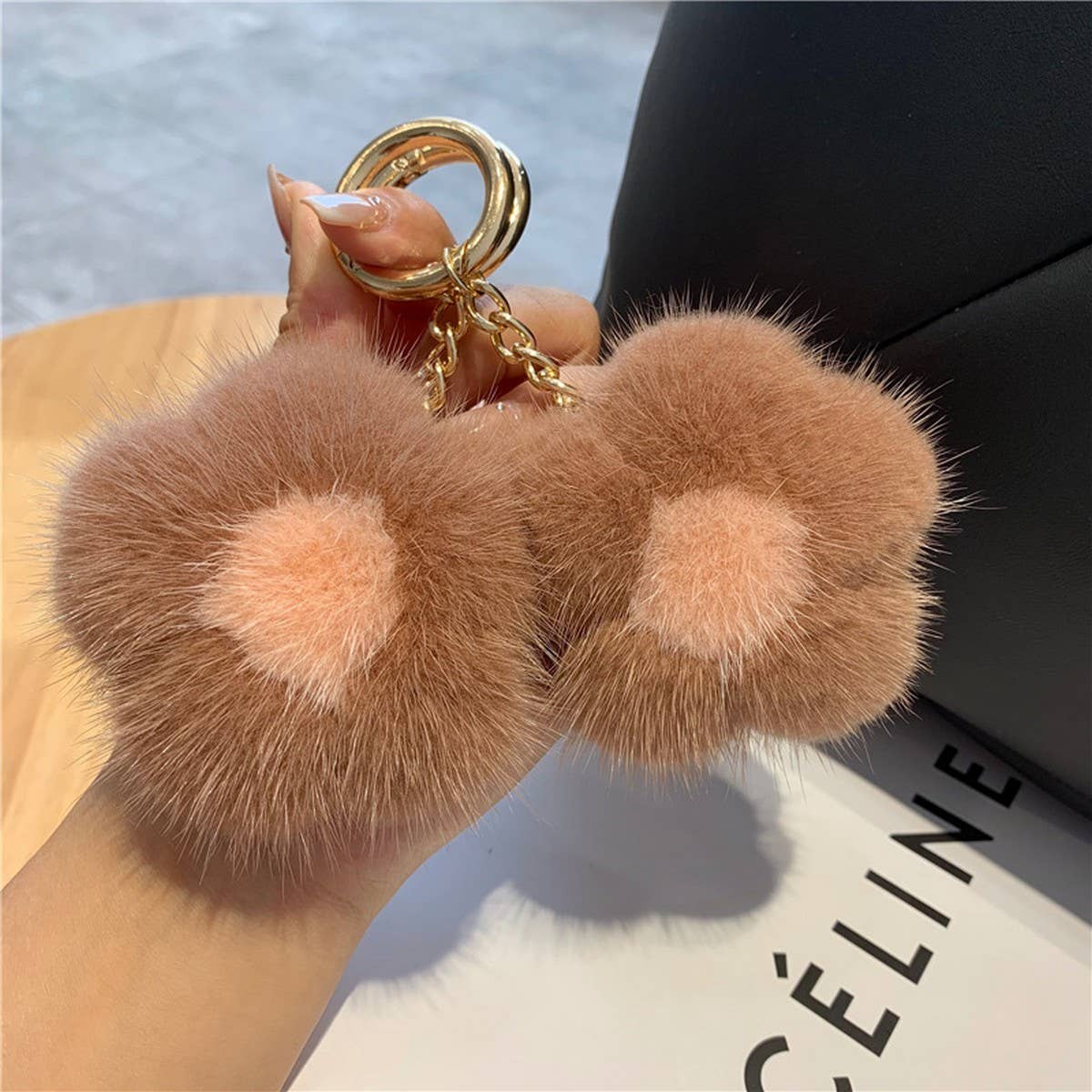 CUTE PLUSH FLOWER CAR KEYCHAIN BAG PENDANT