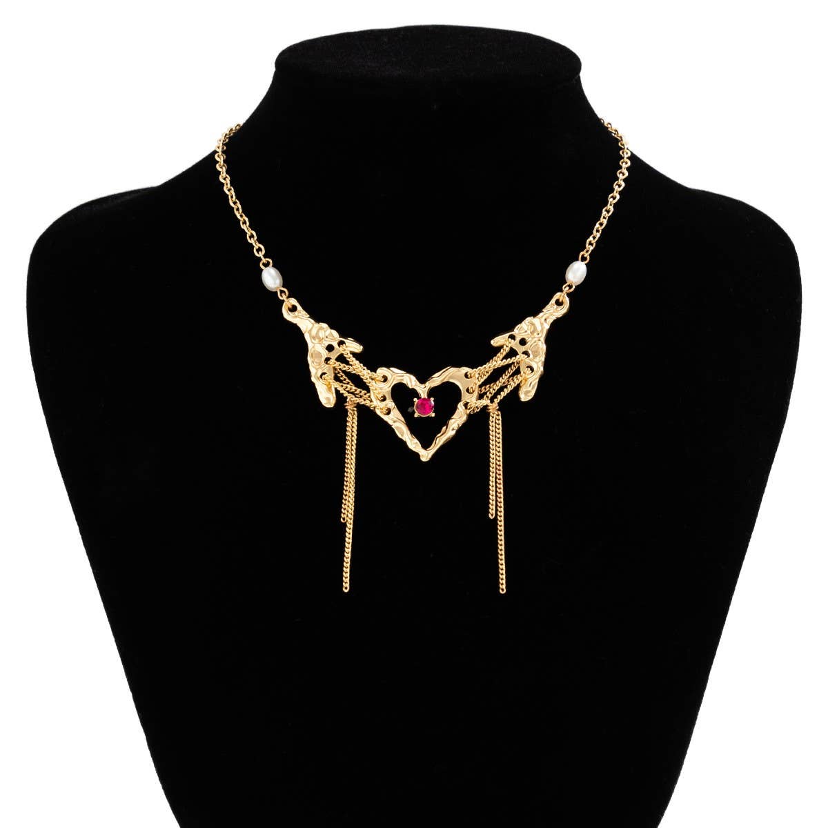 HEART TASSEL PERSONALIZED RHINESTONE NECKLACE