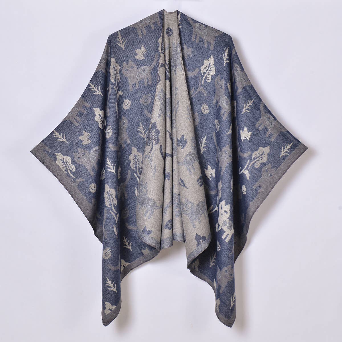 DOUBLE-SIDED JACQUARD CARDIGAN SHAWL