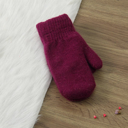 WOMEN'S SOLID COLOR RABBIT FUR FULL FINGER GLOVES_CWAG0182