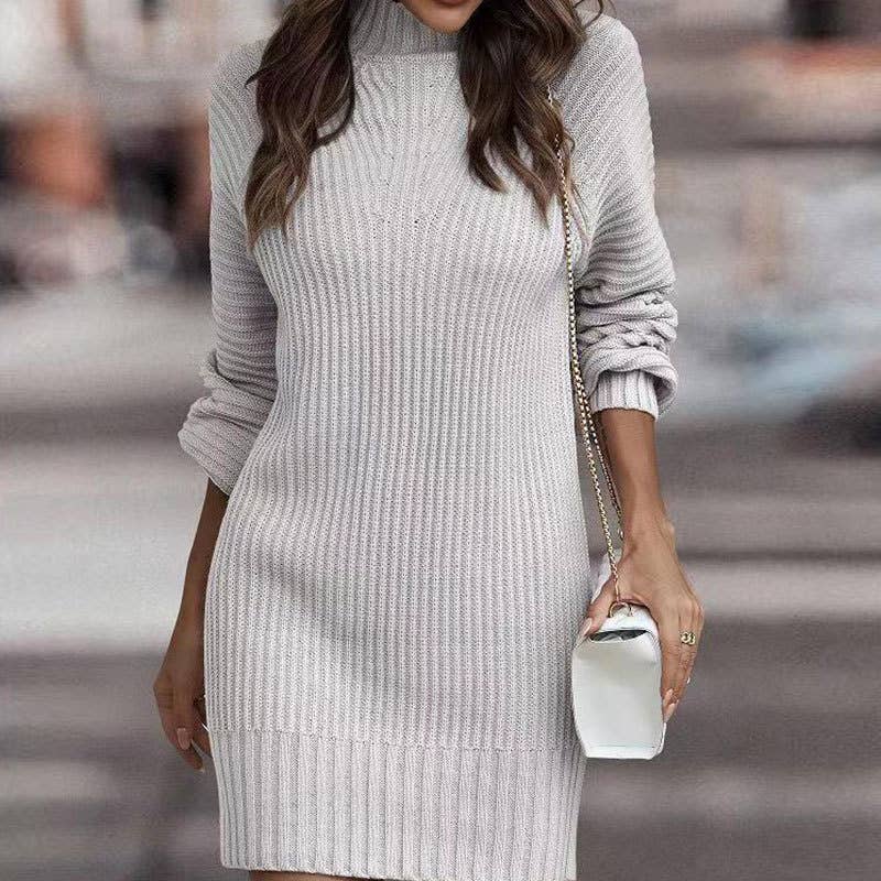 TURTLENECK SWEATER WOMEN LONG-SLEEVED KNIT DRESS