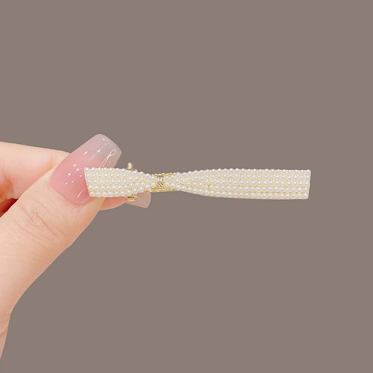 PEARL BOW TIE DUCKBILL CLIP BANGS CLIP HAIRPIN_CWAHA4713