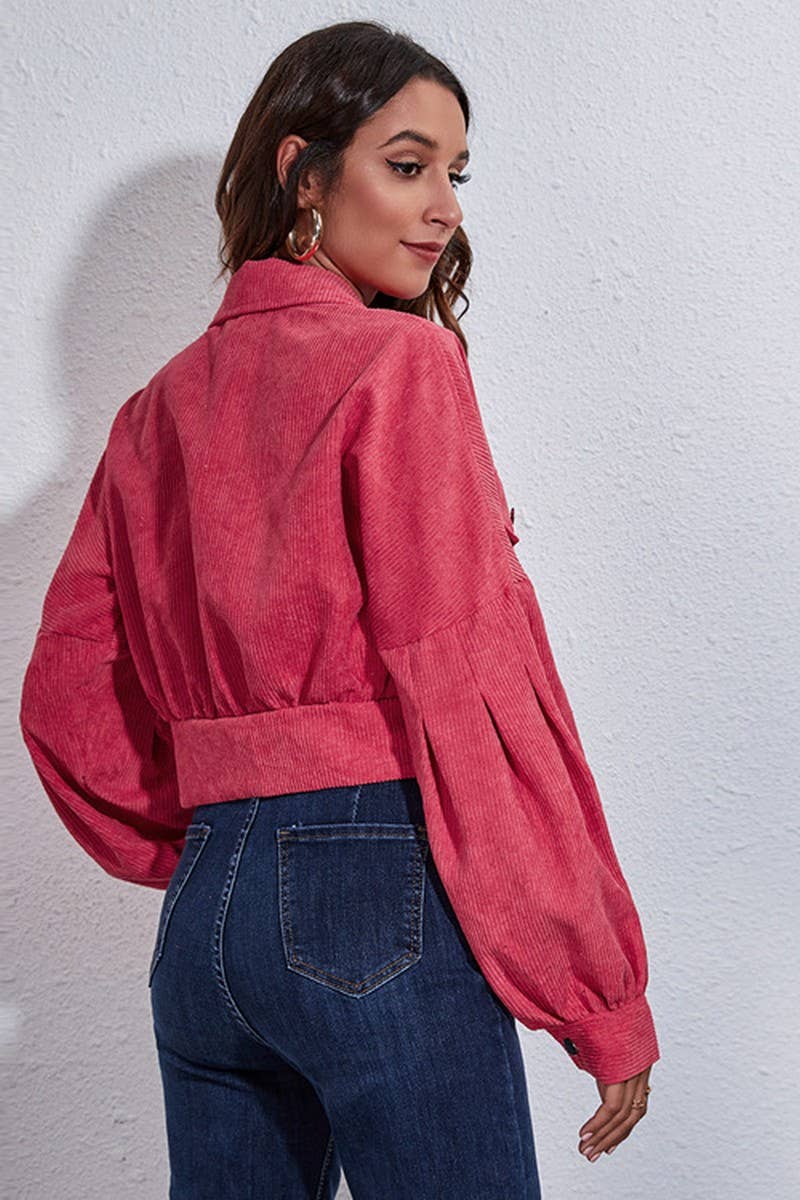 CWOJA1094_BALLOON SLEEVE CORDUROY SHORT JACKET