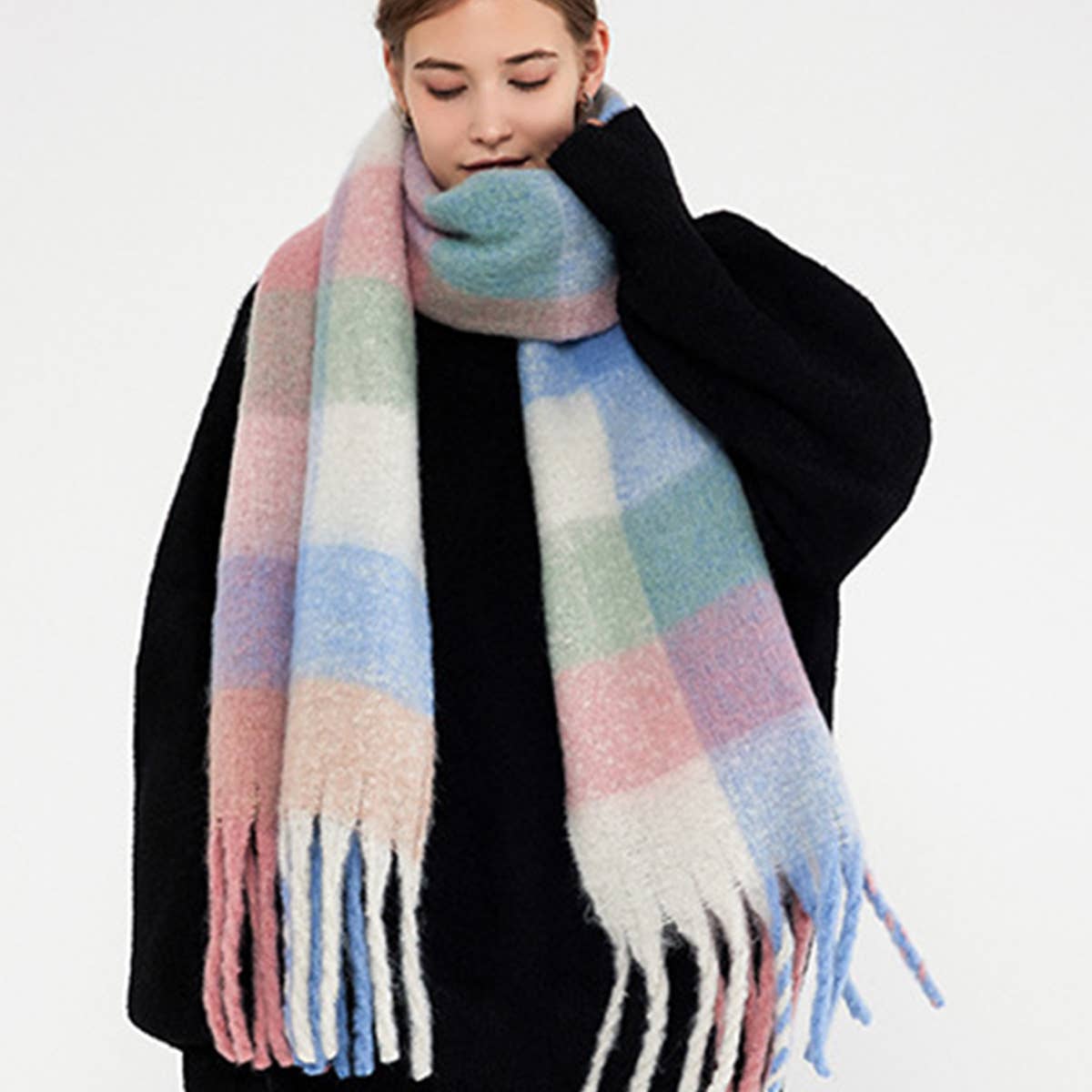 New Plaid Tassel Scarf for Women - Winter Warmth