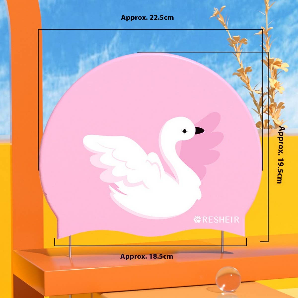 Kids Silicone Swim Cap - Cute Swan Print for Girls