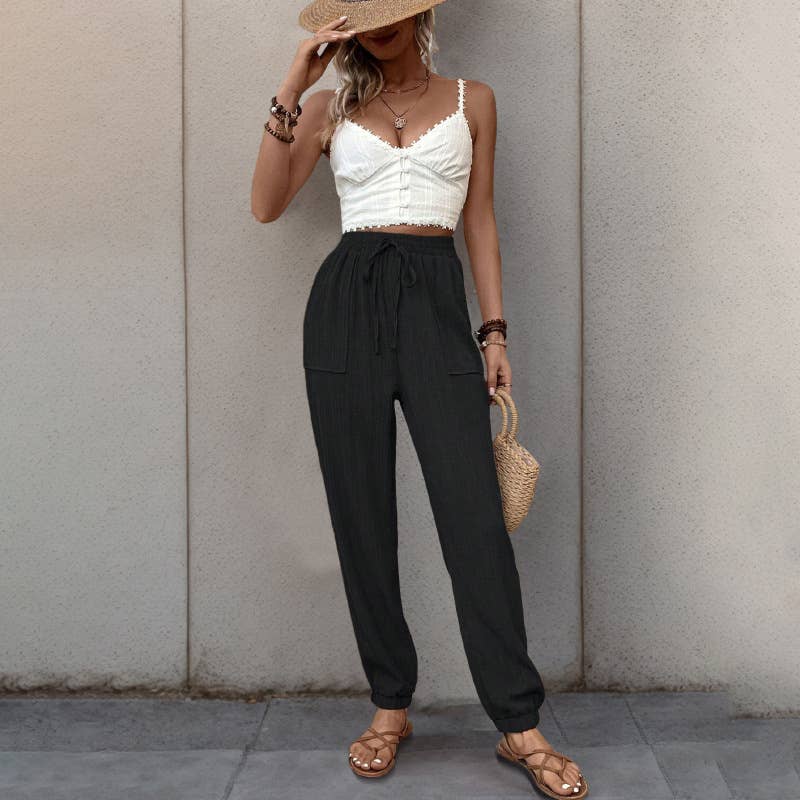 Texture sense casual long small foot pants