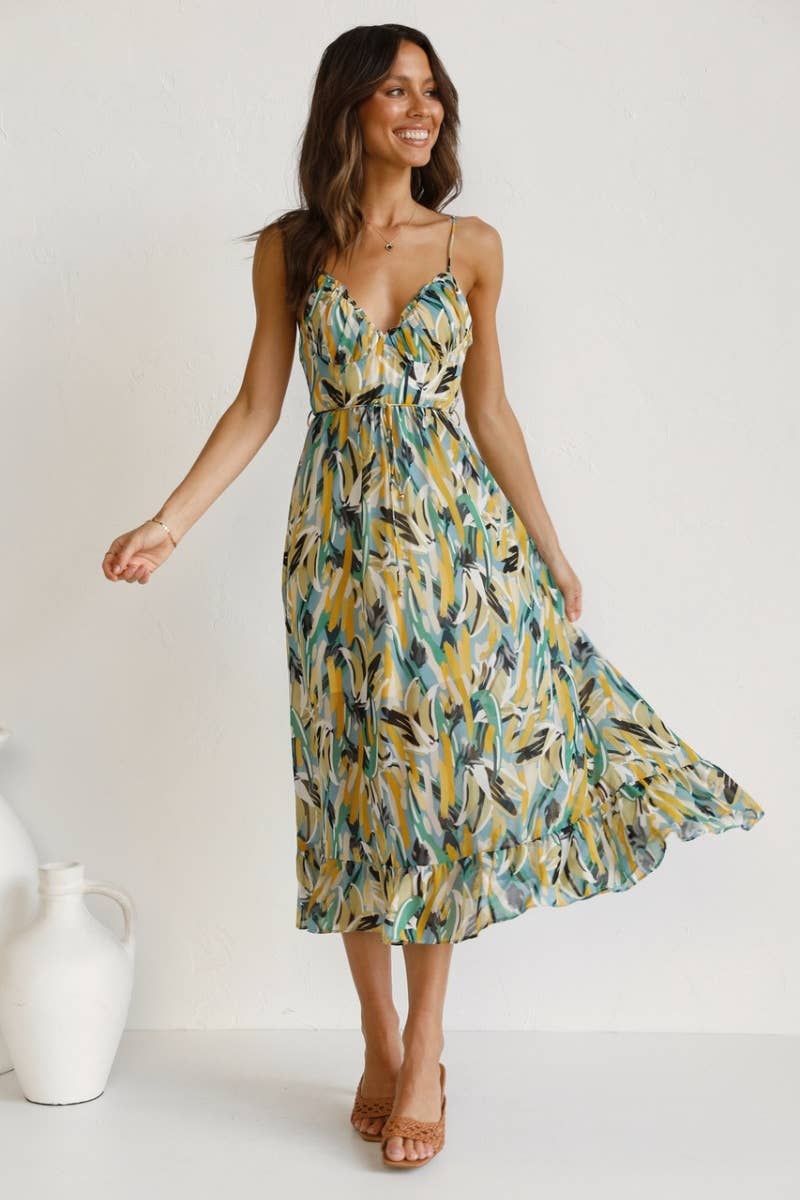 CWDHL0280_WOMEN'S SUMMER PRINT SEXY HALTER LONG DRESS