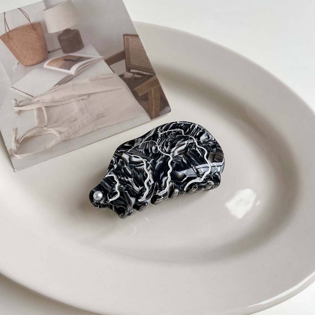 Sea Shell & Lobster Hair Claw, Ocean Animal Clip