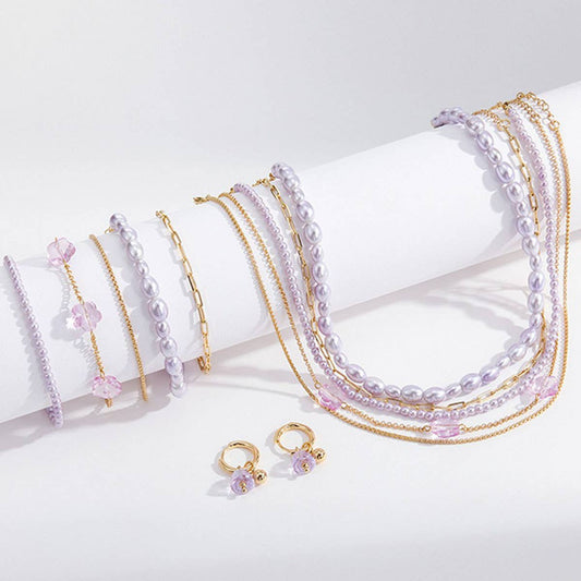 LAVENDER SERIES STACKED PEARL NECKLACE COMBINATION