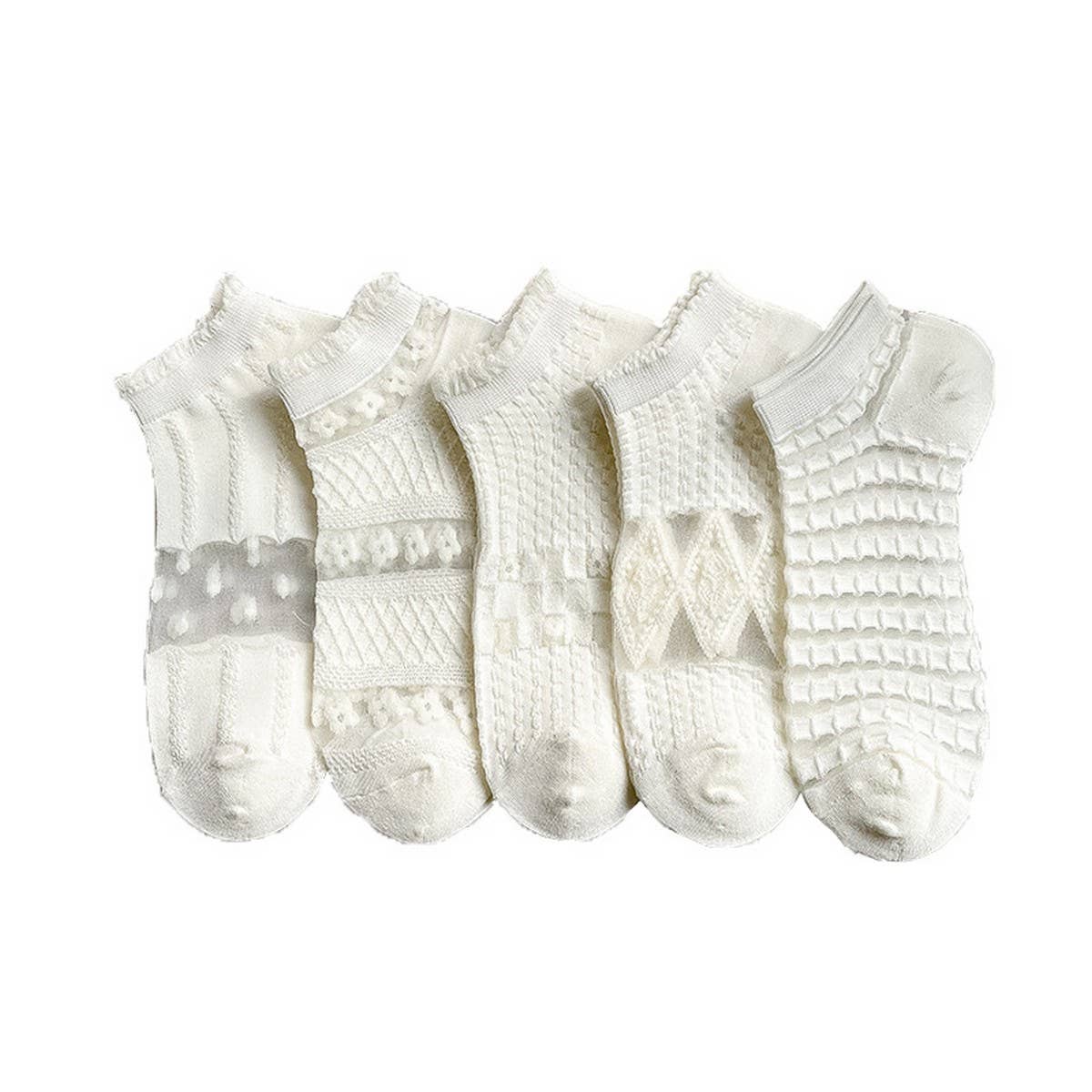 WHITE BOAT SOCKS HOLLOW MESH INVISIBLE SOCKS