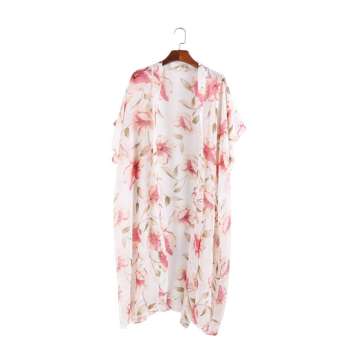 FLORAL PRINT FLOUNCE SLEEVE KIMONO