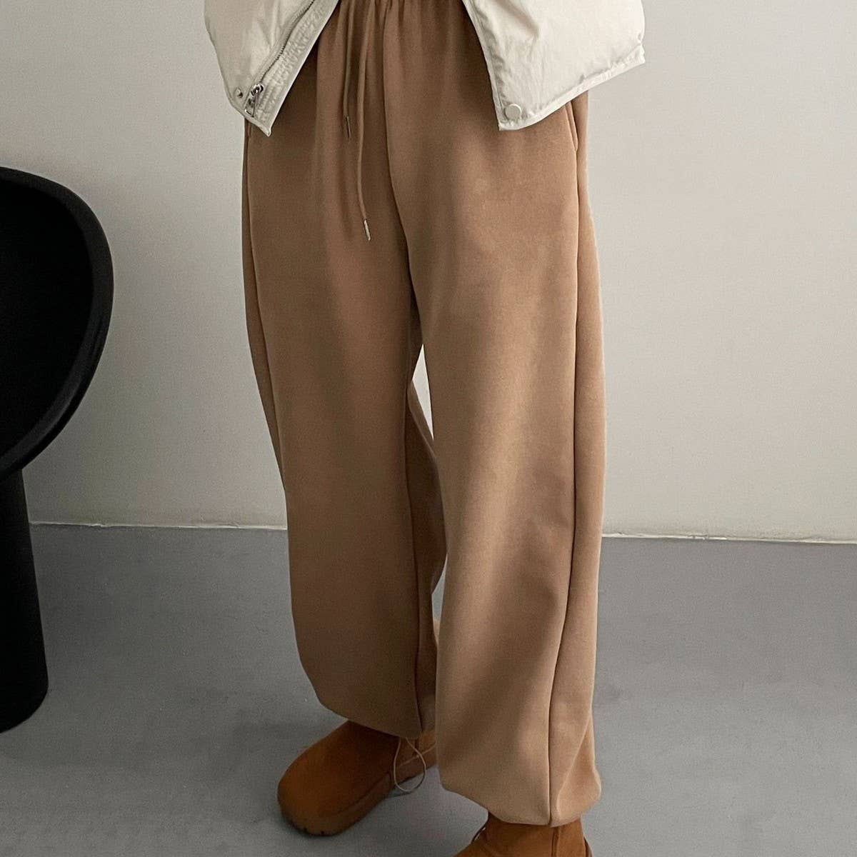 Fleece and thick warm corset wide leg sweatpants