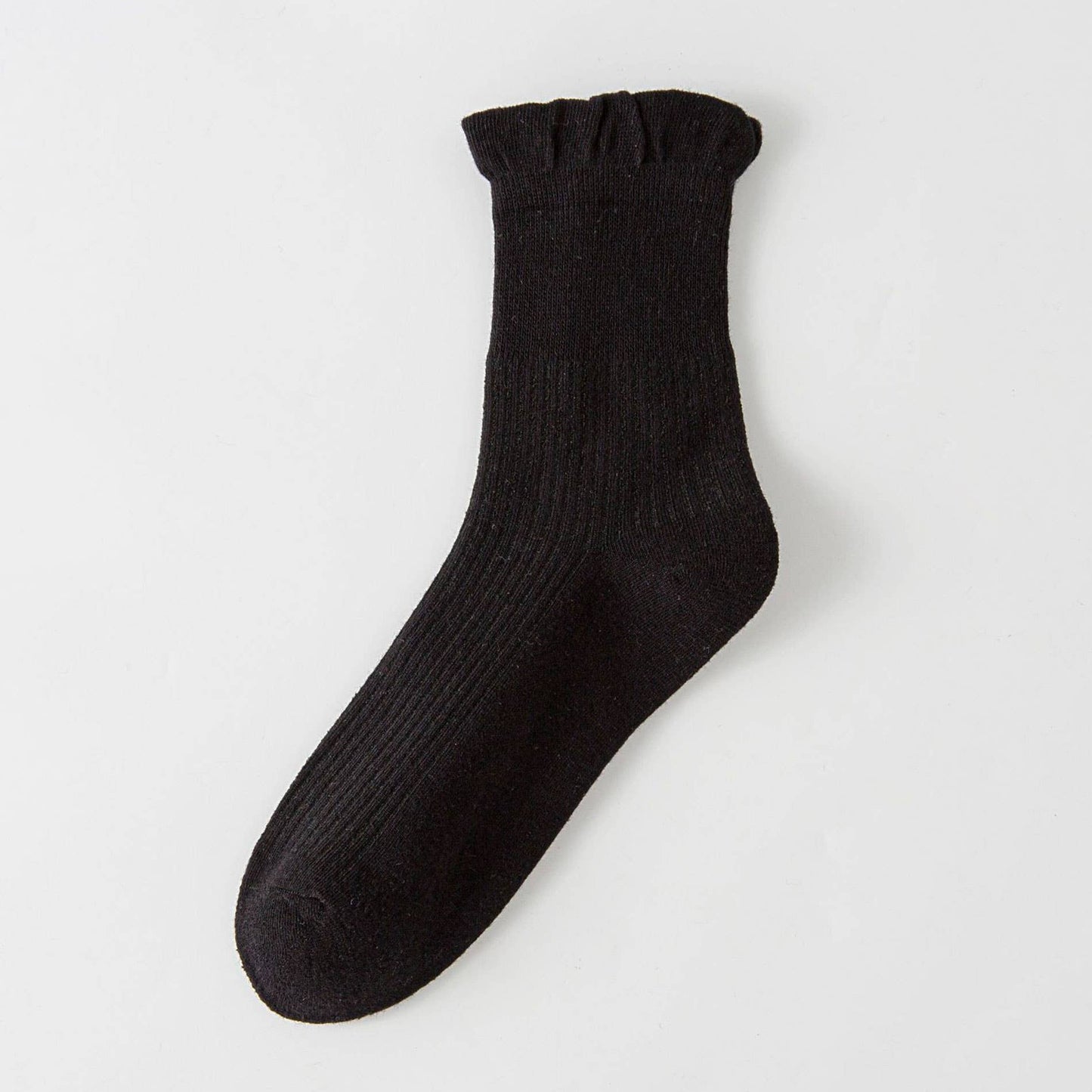 Thin Solid Ruffle Crew Socks For Summer