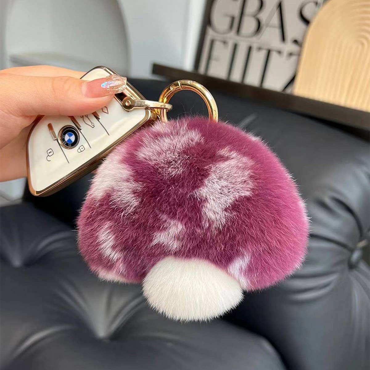 CUTE LITTLE MUSHROOM CAR KEYCHAIN BAG PENDANT