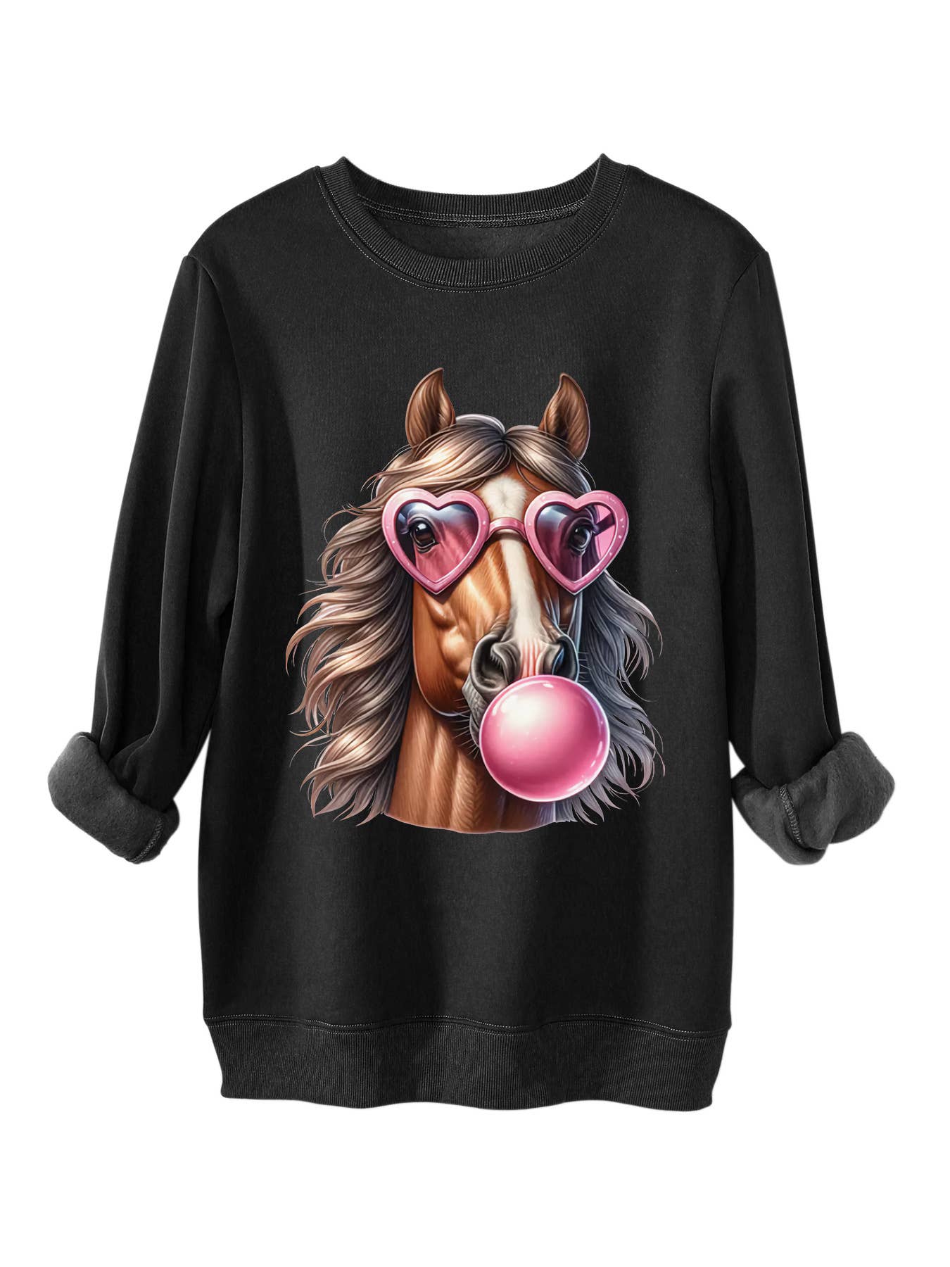 Horse head printed and thick thermal hoodie