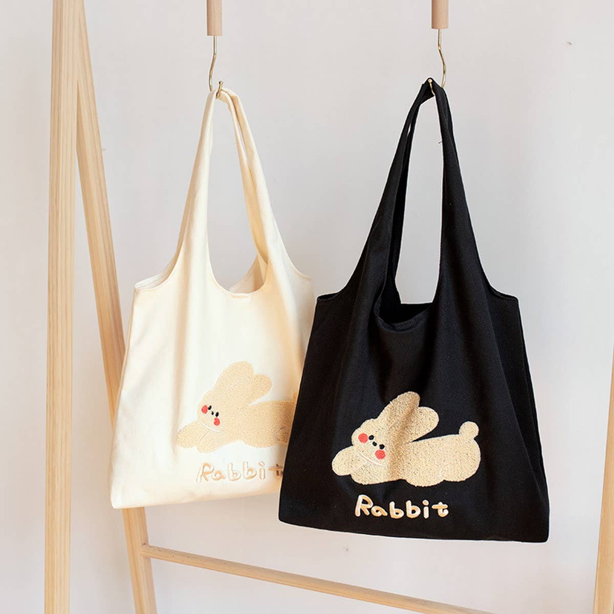 Towel Embroidered Canvas Tote for Girls, Large_CWAB5660