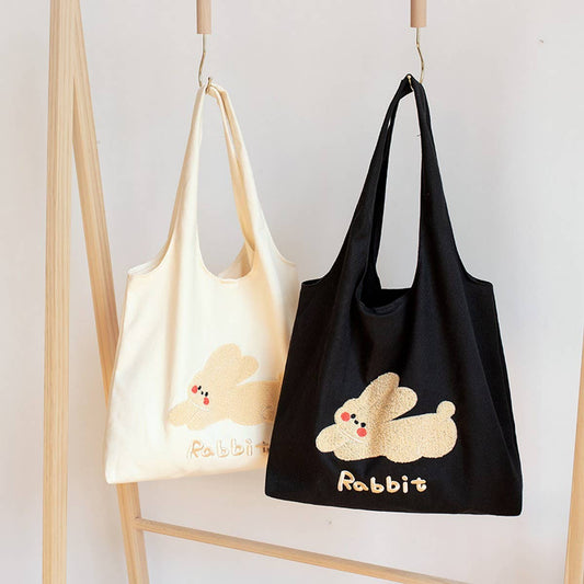 Towel Embroidered Canvas Tote for Girls, Large_CWAB5660