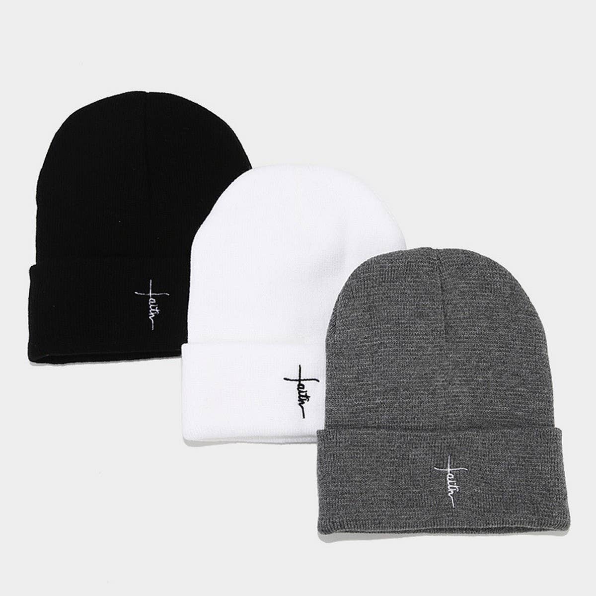 LETTER EMBROIDERY CIRCULAR  HIP HOP KNITTED HAT_CWAH2088