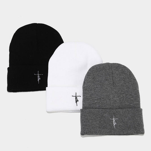 LETTER EMBROIDERY CIRCULAR  HIP HOP KNITTED HAT_CWAH2088