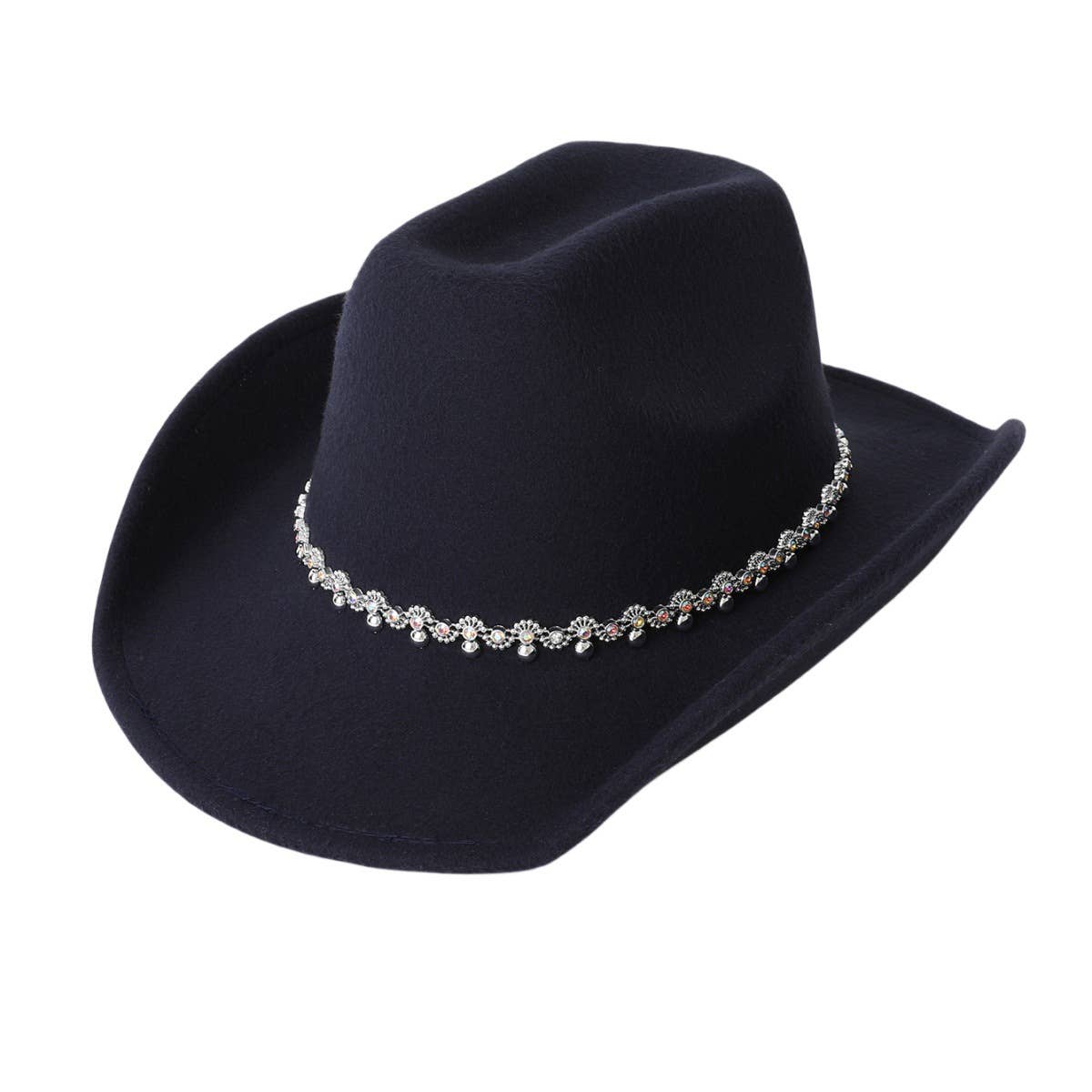 Sequin Spiral Western Felt Hat with Curved Brim_CWAH3645