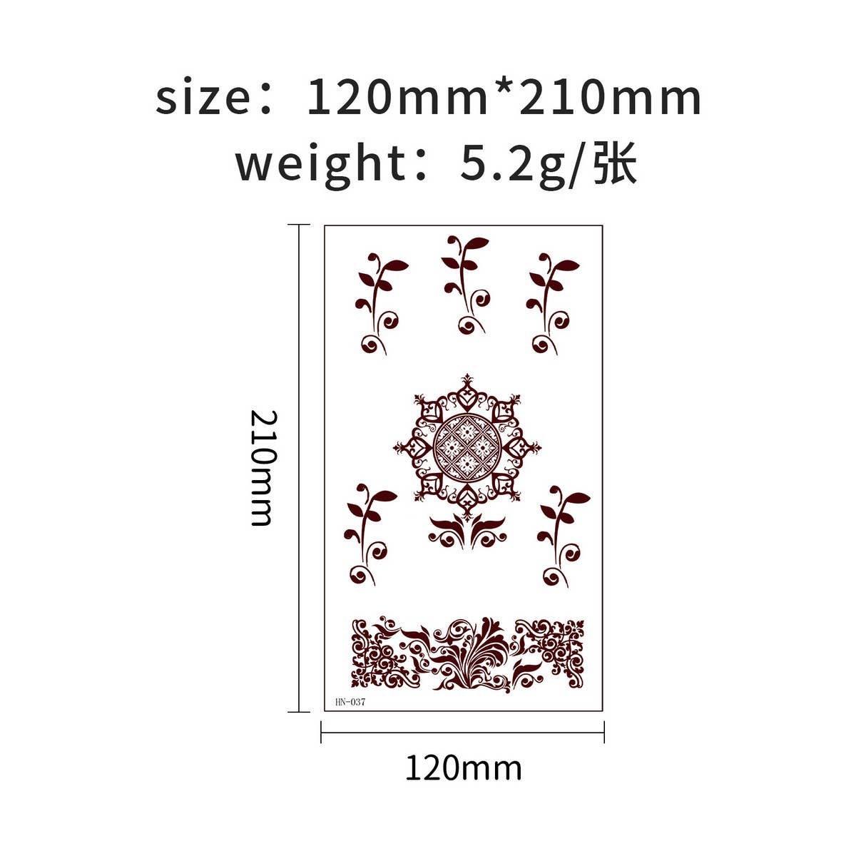 Realistic Brown Henna Tattoo Stickers Waterproof_CWMM8347