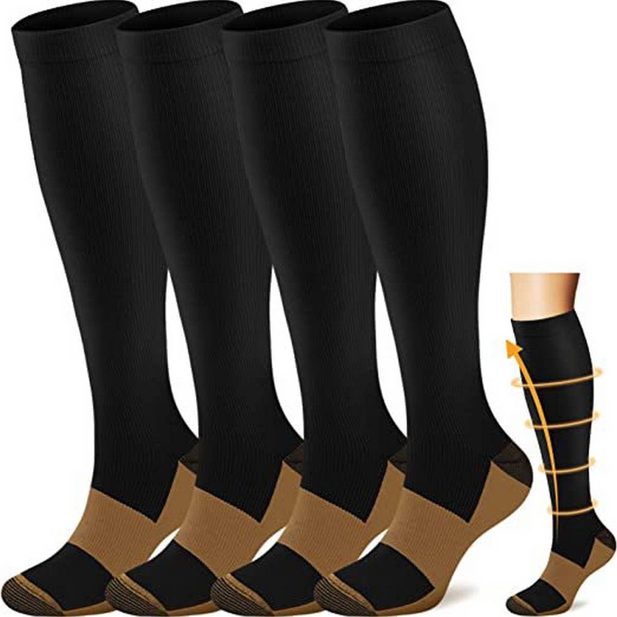 WOMEN'S SOLID COLOR SPORTS COMPRESSION SOCKS
