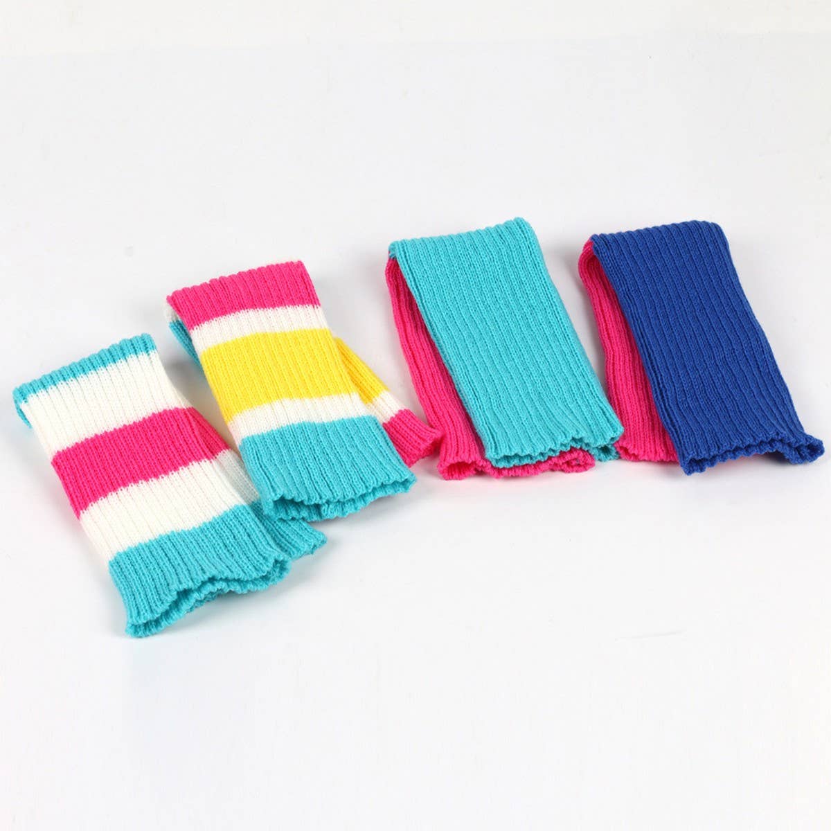 CWMS0816_Winter Striped Color-Matching Knit Leg Warmers