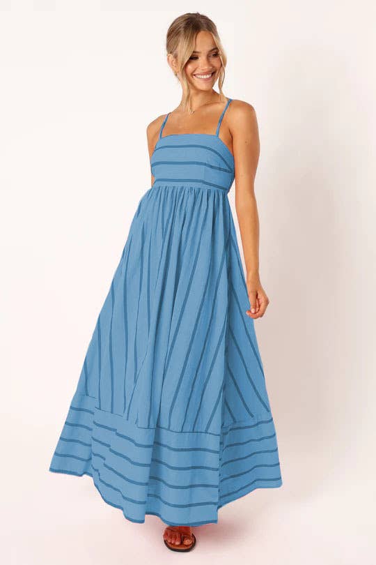 Backless swing Striped sleeveless halter dress
