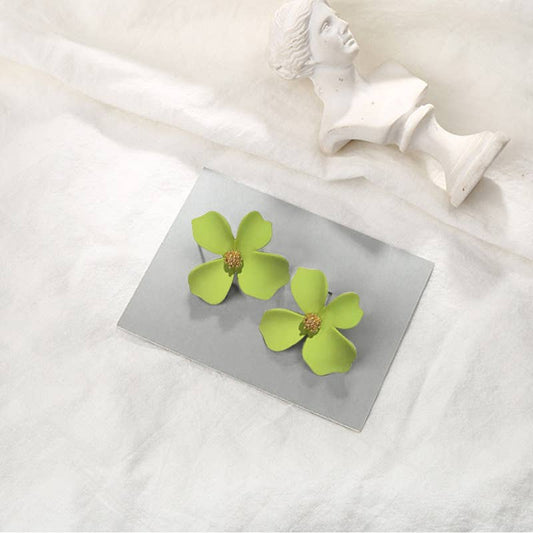 Multicolored irregular four-petal stud earrings