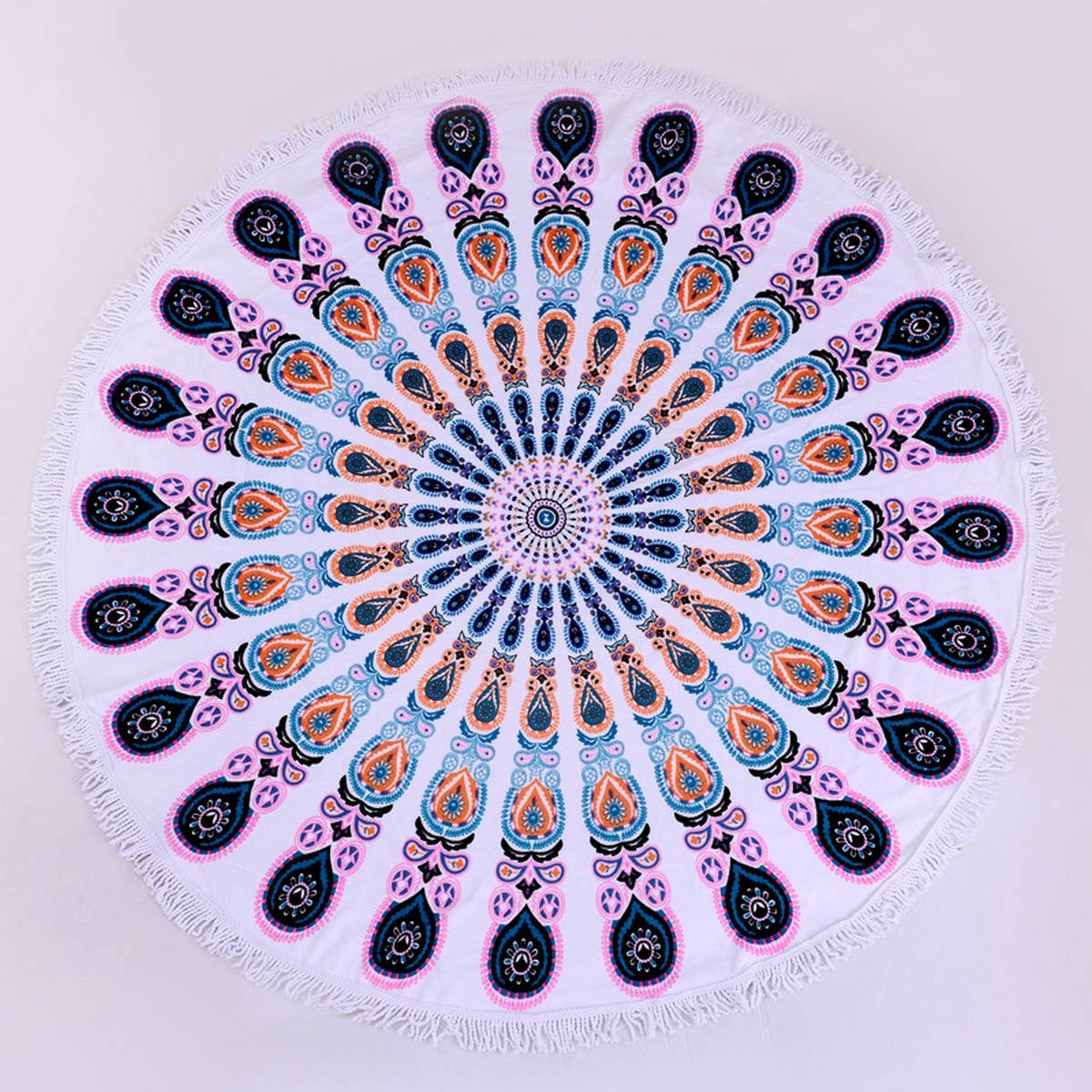 Round Microfiber Tassel Beach Towel Blanket