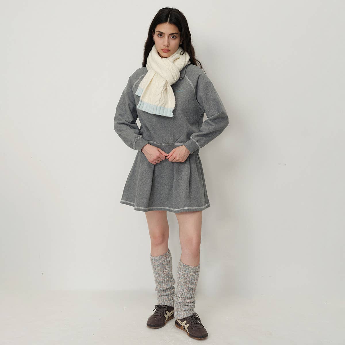 Twist Knit Wool Blend Scarf ? Cozy Two-Tone Wrap