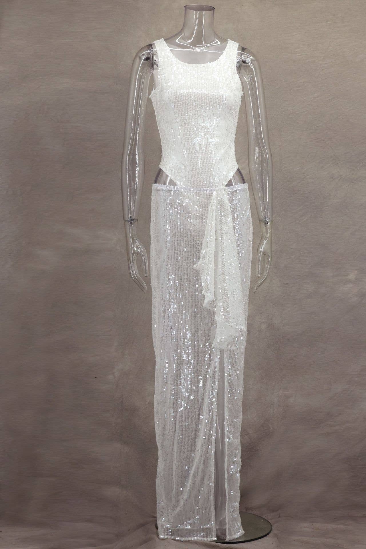 Sleeveless Side Slit Two-Way Jumpsuit Dress