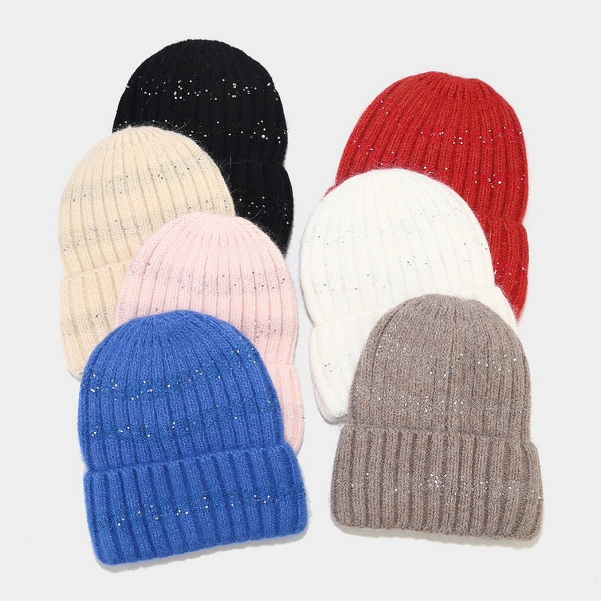 OUTDOOR COLD-PROOF CURLED SEQUINED KNITTED HAT_CWAH1604
