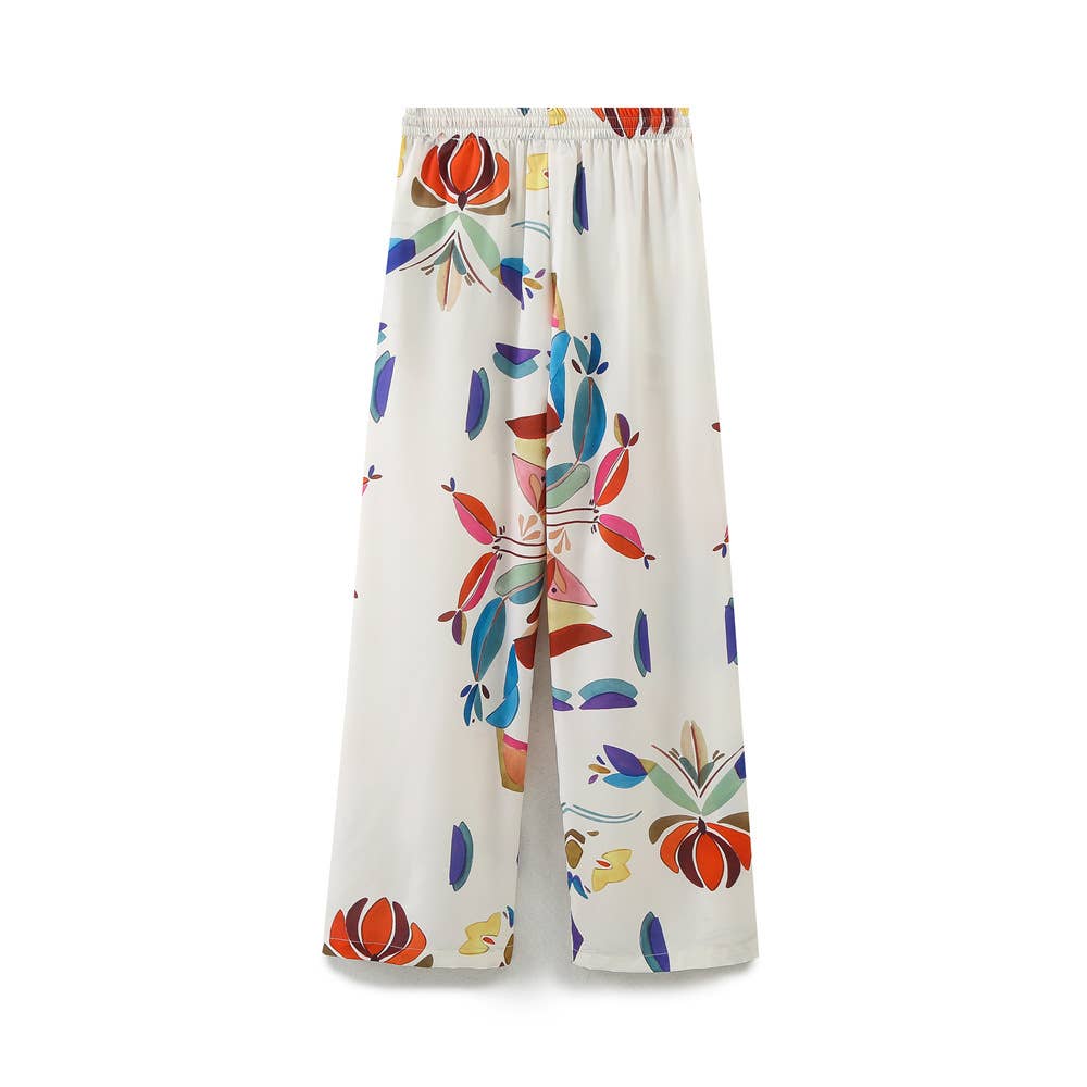 LONG-SLEEVED PRINTED POPLIN SHIRT AND PANTS SUIT