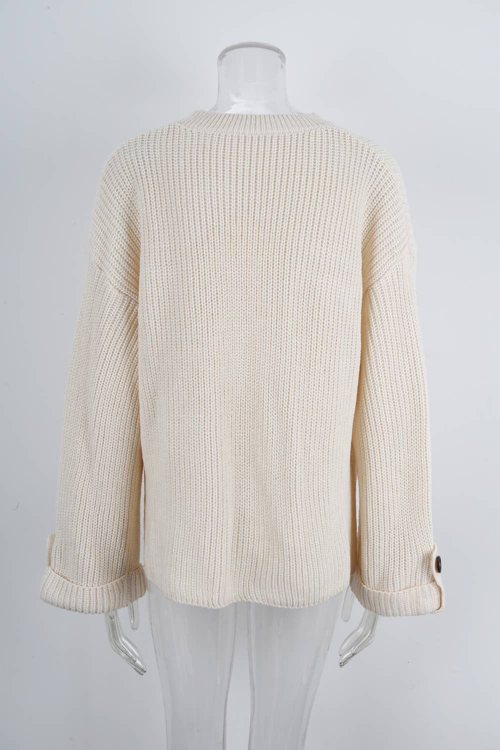Slouchy breeze long sleeve pocket knit sweater