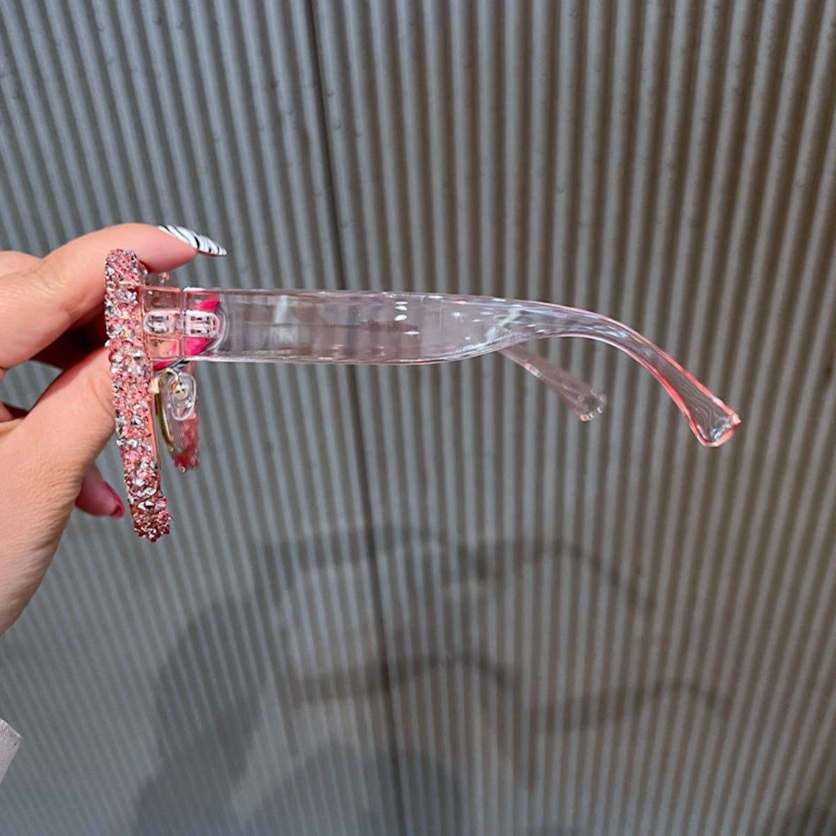 DOUBLE BRIDGE POLYGONAL RHINESTONE SUNGLASSES