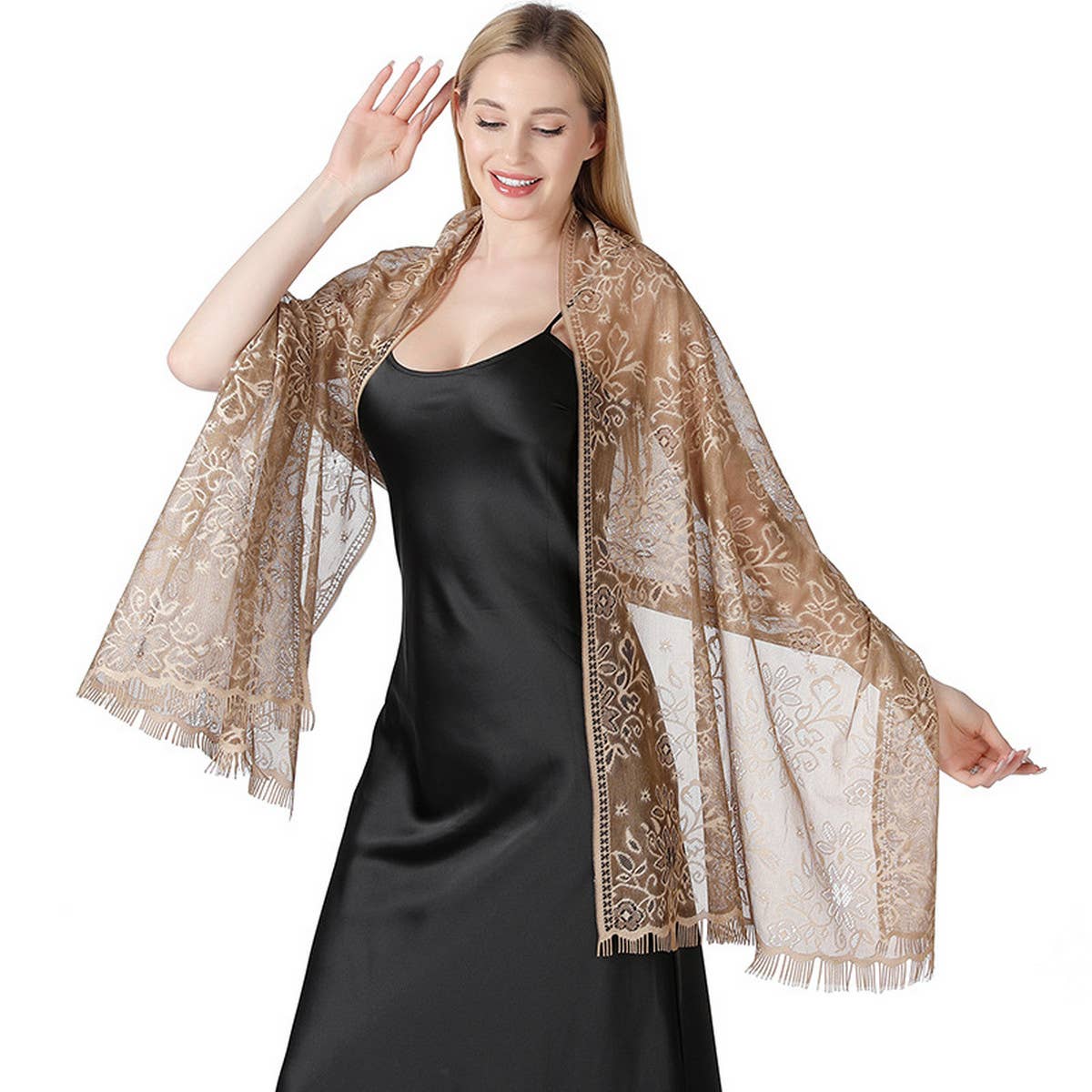 Floral Lace Tie-Dye Shawl ? Bridal Evening Wrap