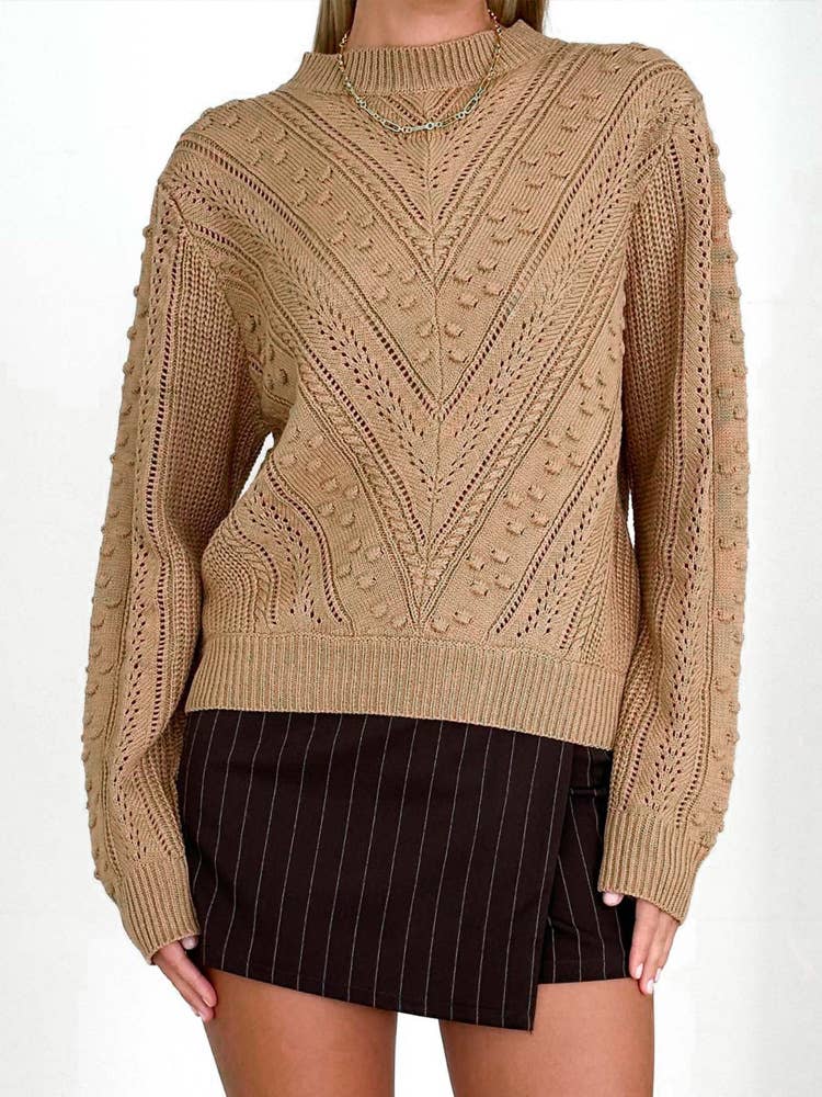 SIMPLE HIGH FASHION CREW-NECK JACQUARD SWEATER