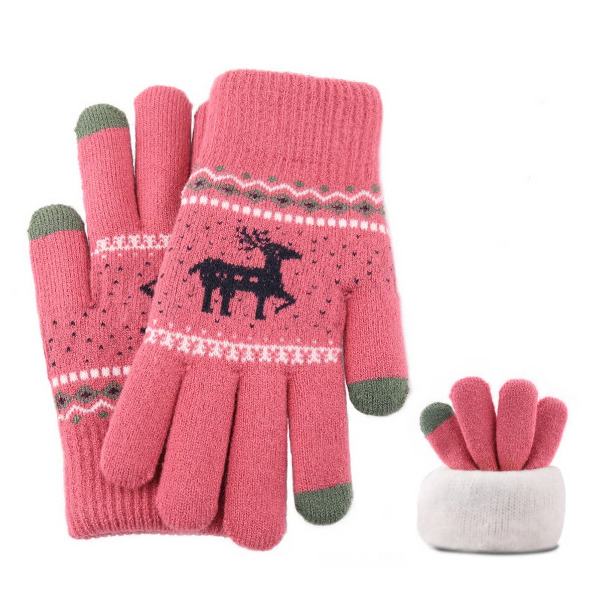 NEW JACQUARD DOUBLE-LAYER DEER TOUCH SCREEN GLOVES_CWAG0239