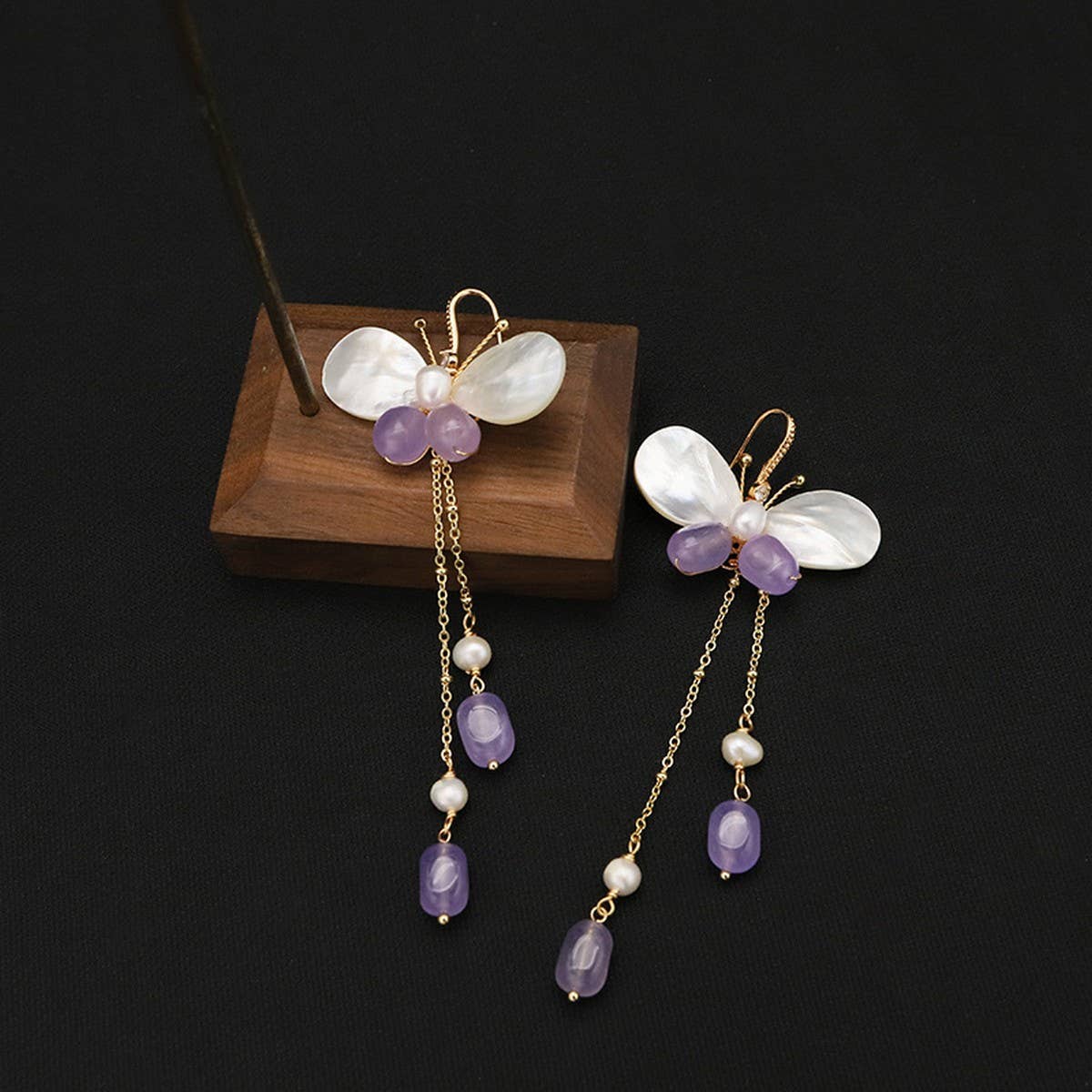 HIGH-END SIMPLE SHELL BUTTERFLY PEARL EARRINGS