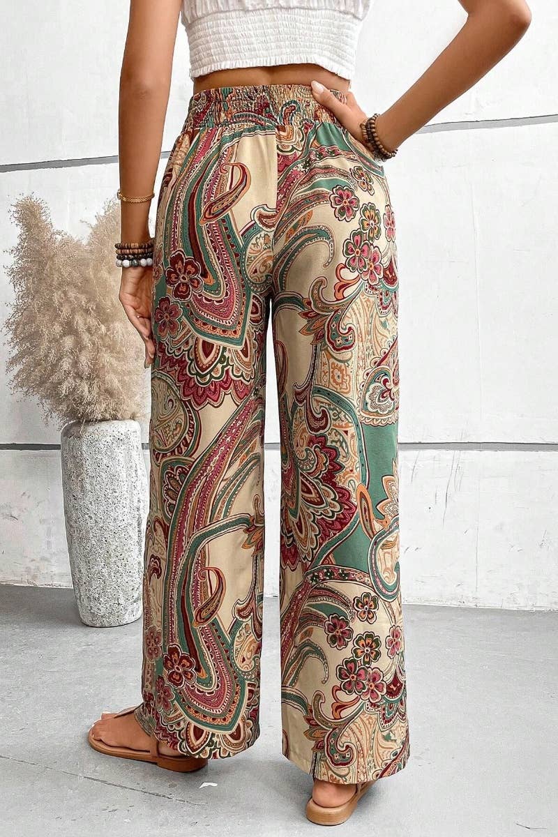 CWBMP0140_STYLISH ALL-IN-ONE PRINTED ELASTIC WIDE-LEG PANTS