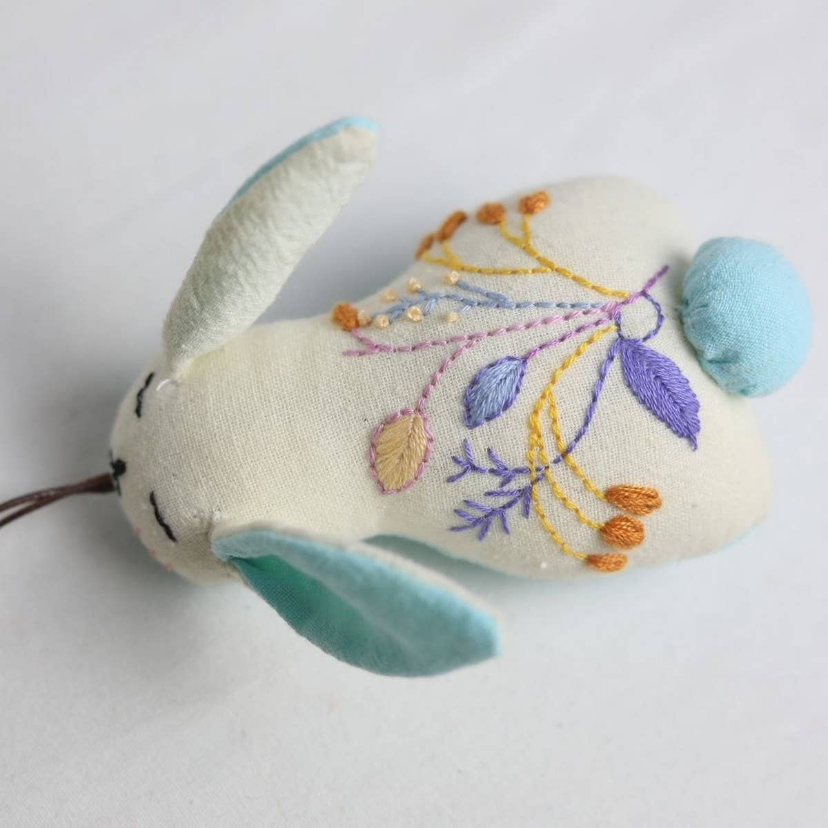 Hand-Embroidered Flower Fruit Bunny Plush Charm