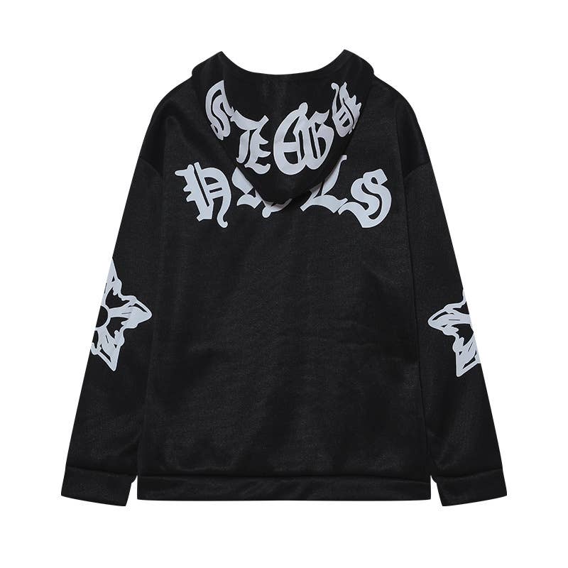 STREET HOODED FOAM PRINT ZIPPER HOODIE