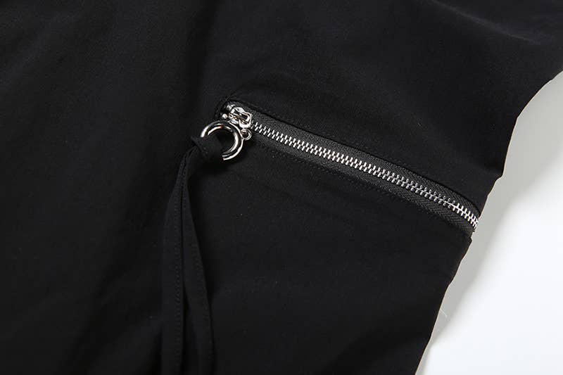 LOOSE STRAIGHT LEG PANTS WITH MULTI-POCKET ZIPPER