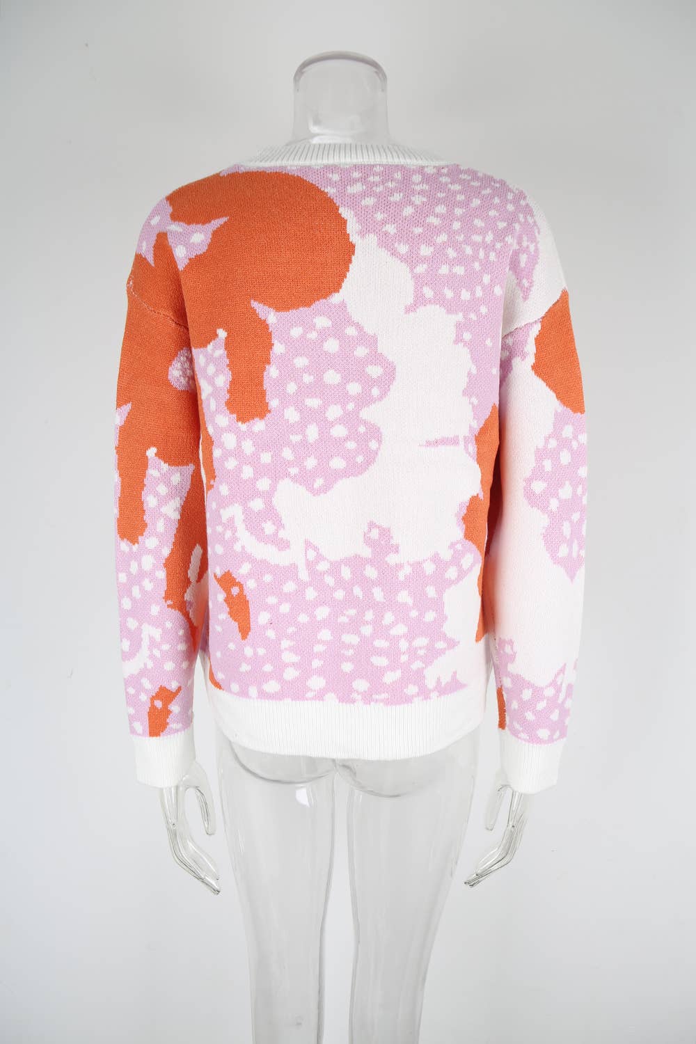 Round neck,colorful long-sleeved sweater