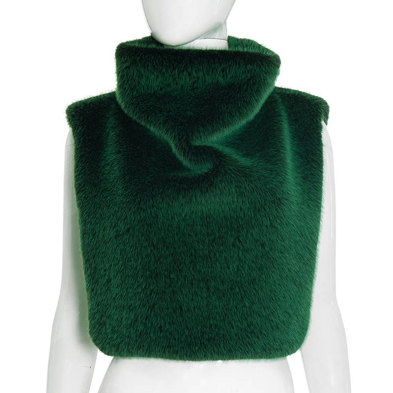 Fashion standing collar fur waistcoat