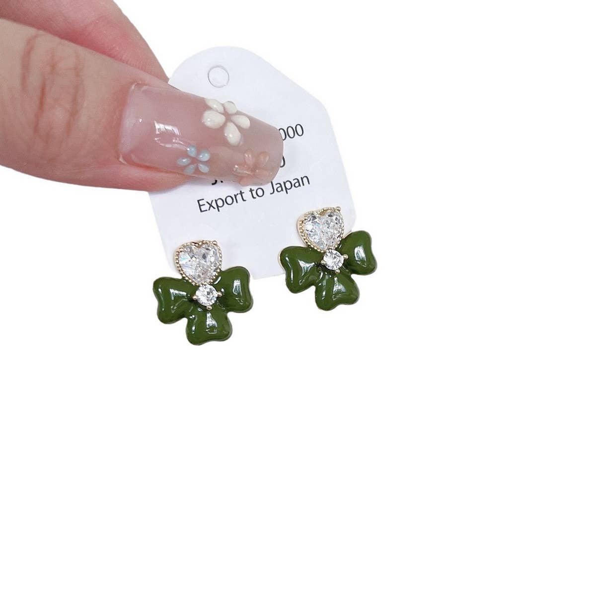 GREEN HEART FLOWER EARRINGS