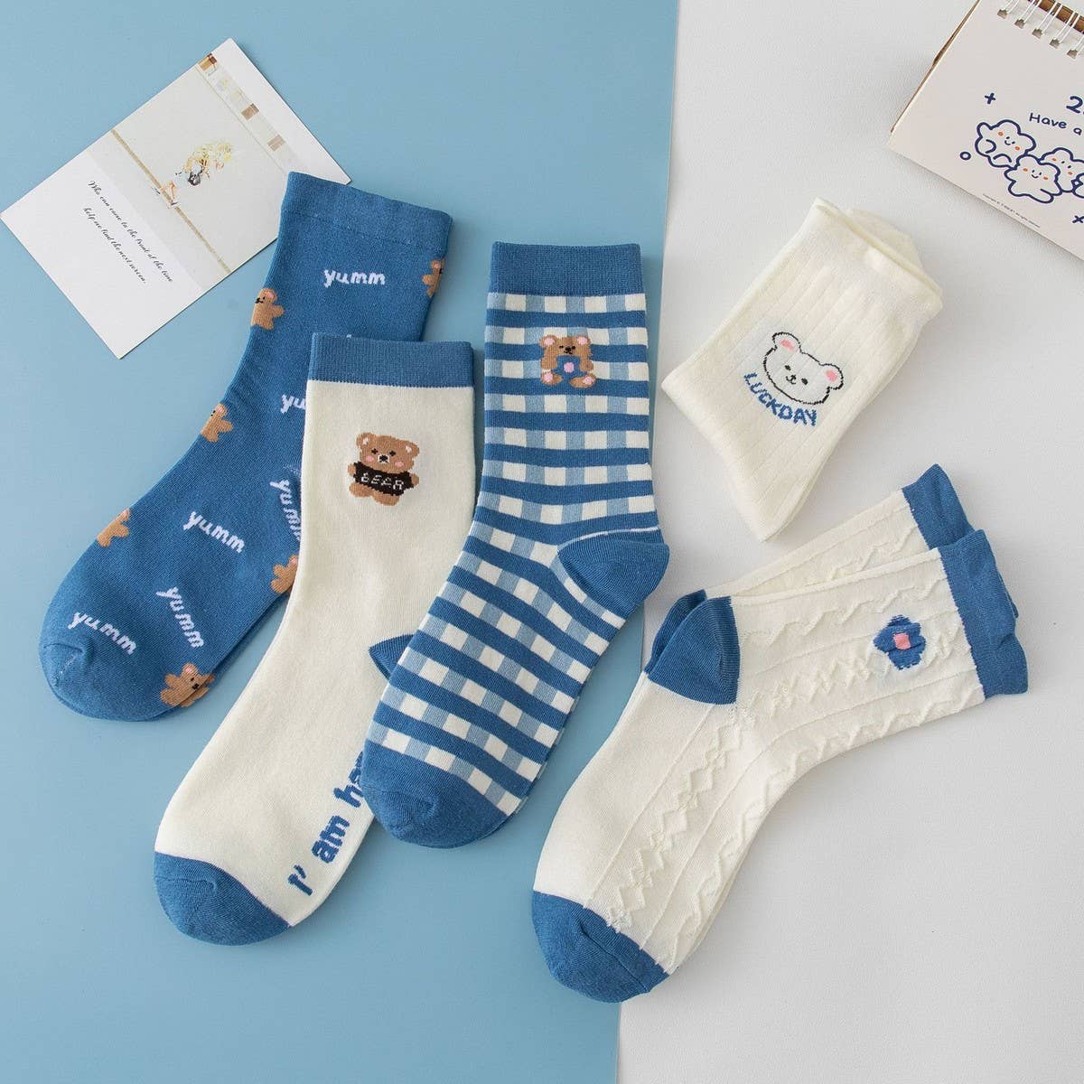 NEW COTTON BREATHABLE BEAR MIDDLE TUBE SOCKS
